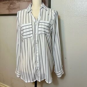 Maurices Black and White Striped Blouse